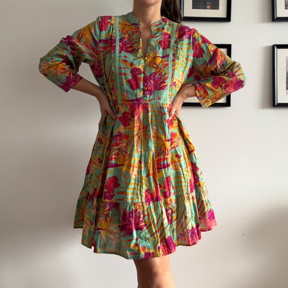 Cotton colorful dress, UNI size fits to US 2-8 - Picture 1 of 7